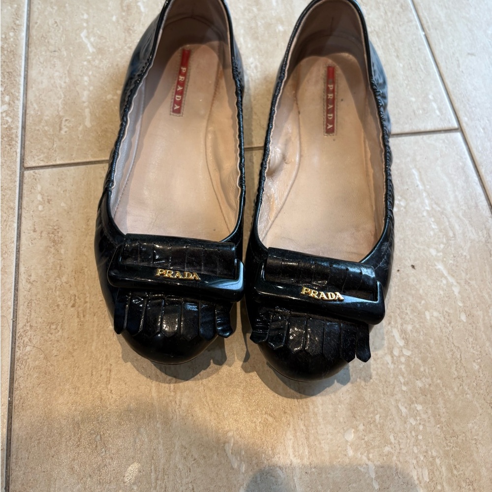 Authentic Prada Black Patent Leather Loafers